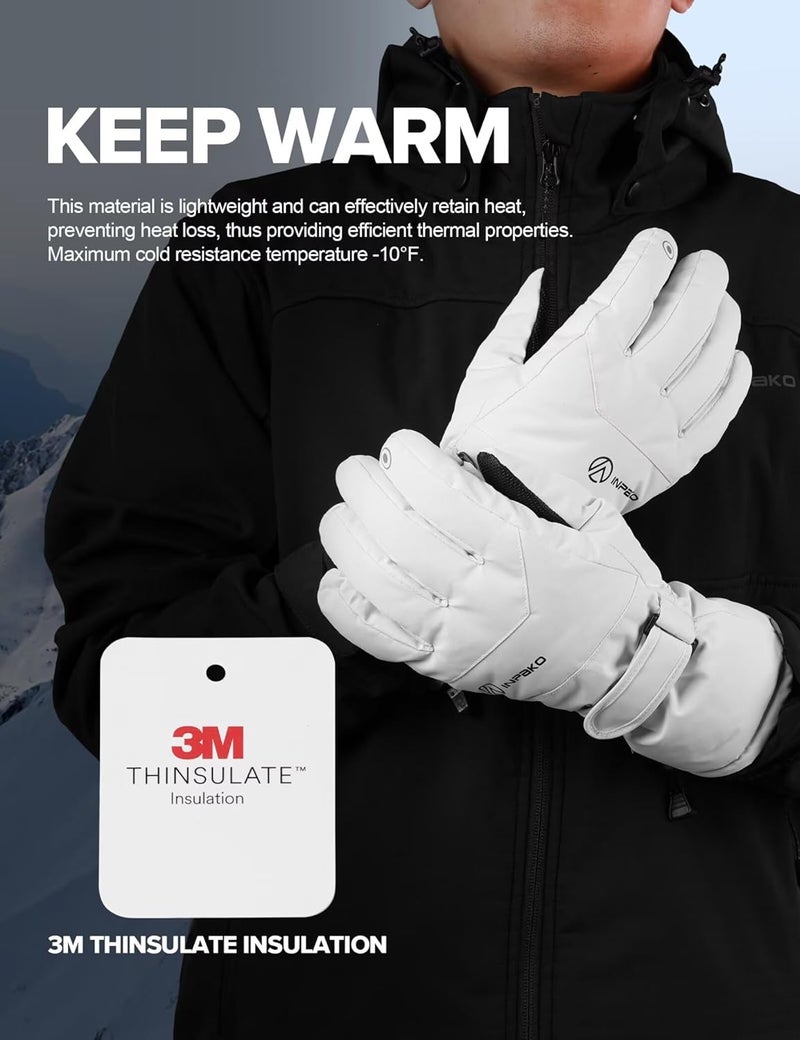 INPAKO Winter Ski Gloves Men Women, 3M Thinsulate Snow Gloves, Waterproof Windproof Touchscreen Snowboarding Gloves, 5-Layer Thermal Warm Cold Weather Gloves for Skiing, Snowboard, Snowmobile - Image 2